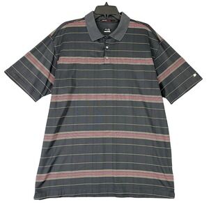 Nike Tiger Woods Collection Golf Polo Shirt‎ Mens XL Dark Gray Stripe Fit Dry